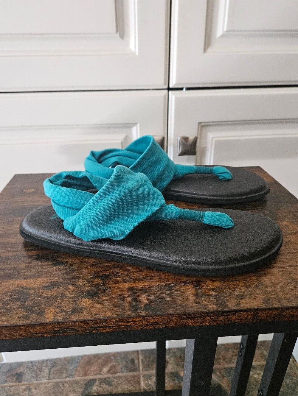 Sanuk Yoga Sling 2 Teal Wrap Thong Sandals Boho Beach Poolside Cruisewear Resort